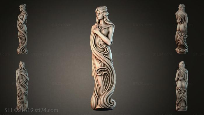 Sculpture of a girl in a long dress 3d STL model