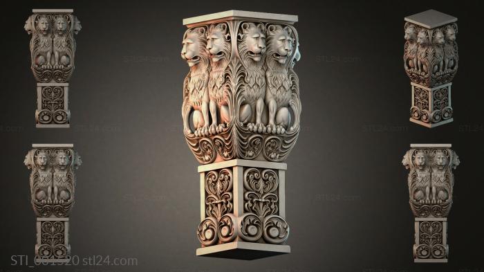 Decorative column with lions 3d STL model