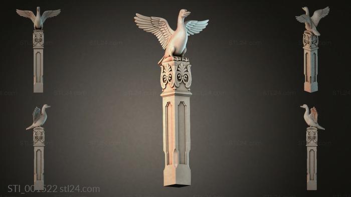 Decorative column with a bird 3d STL model