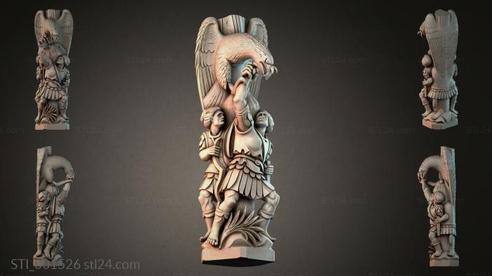 Carved statue of an eagle with warriors 3d STL model