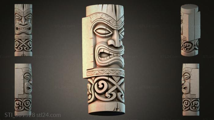 Wooden totem with mask 3d STL model