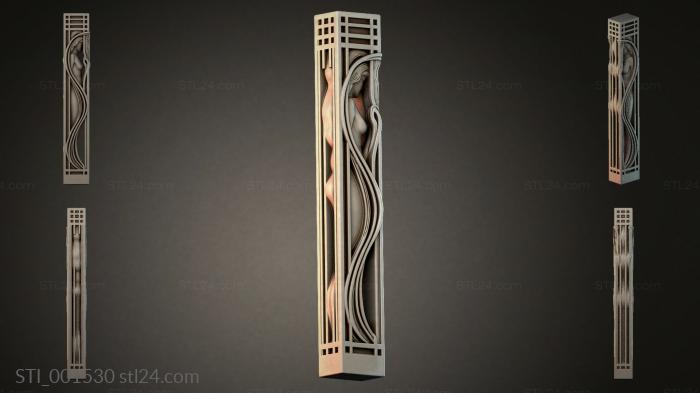 Decorative vertical panel with abstract relief 3d STL model