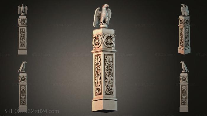 Decorative column with an eagle 3d STL model
