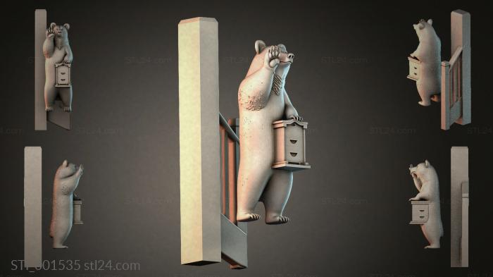 Different pillars (Bear with a Beehive, STI_001535) 3D models for cnc