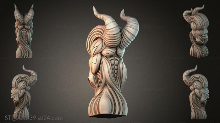 Carved Demon Head with Horns 3d STL model