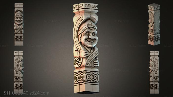 Carved decorative column with a mask 3d STL model