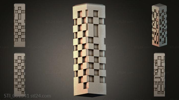 Decorative column with geometric relief 3d STL model