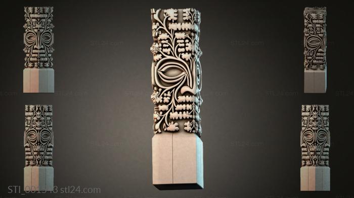 Decorative carved column with a mask 3d STL model