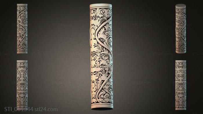 Decorative carved cylindrical column 3d STL model