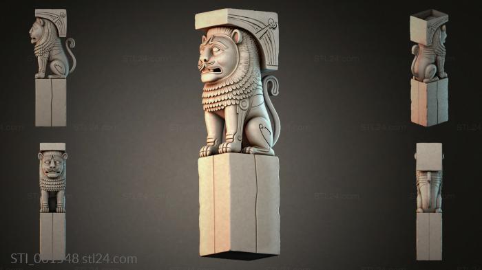Lion sculpture on a column 3d STL model