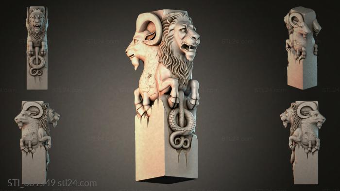 Bas-relief of a lion and a ram 3d STL model