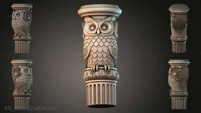 Decorative column with an owl 3d STL model