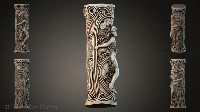Decorative column with a female figure 3d STL model
