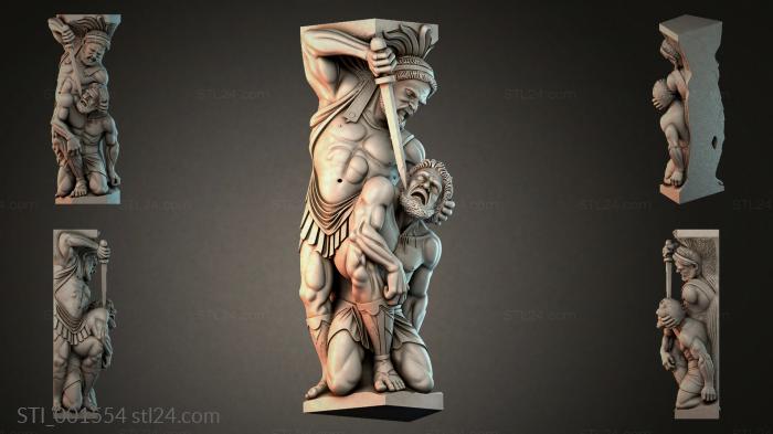 Antique sculpture of a warrior with a sword 3d STL model