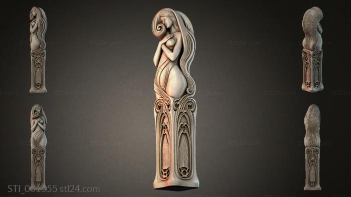 Sculpture of a girl with long hair 3d STL model