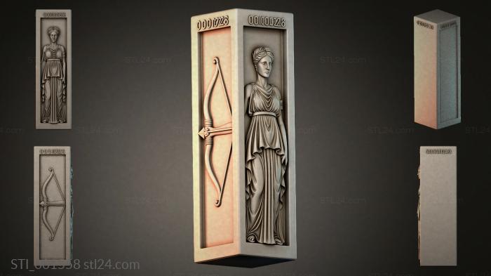 Sculptural stele with a figure and a bow 3d STL model