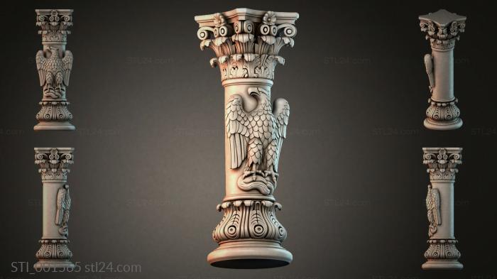 Decorative antique column with an eagle 3d STL model