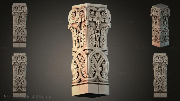 Carved decorative column capital 3d STL model