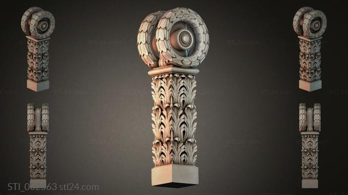 Different pillars (Decorative column with a ball, STI_002563) 3D models for cnc