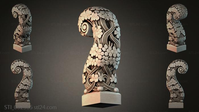 Decorative spiral column with floral pattern 3d STL model