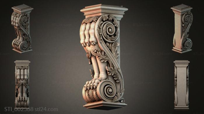 Capital with lions paws 3d STL model