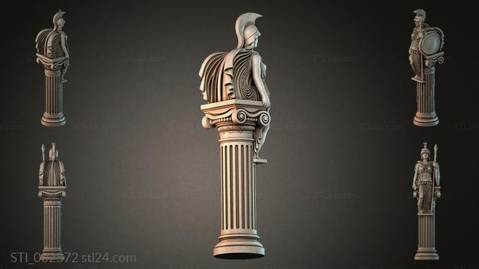 Antique column with a warrior statue 3d STL model