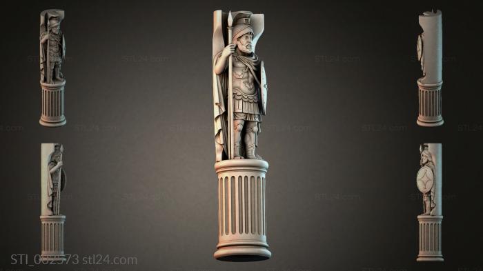 Column with a warrior figure 3d STL model
