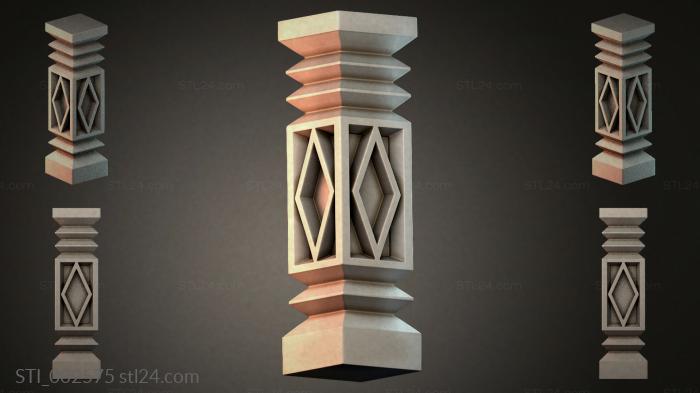 Baluster with diamond pattern 3d STL model