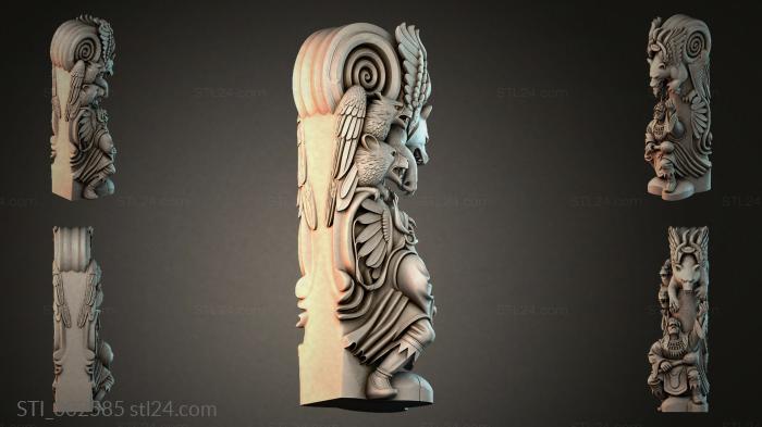 Totem with animal heads 3d STL model