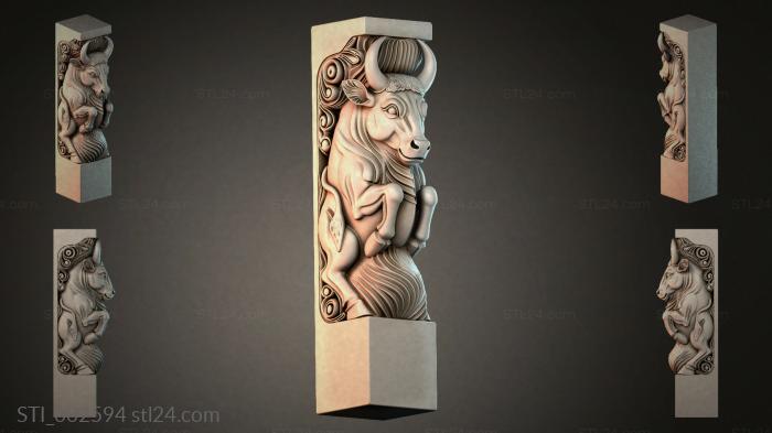 Support with a bull 3d STL model