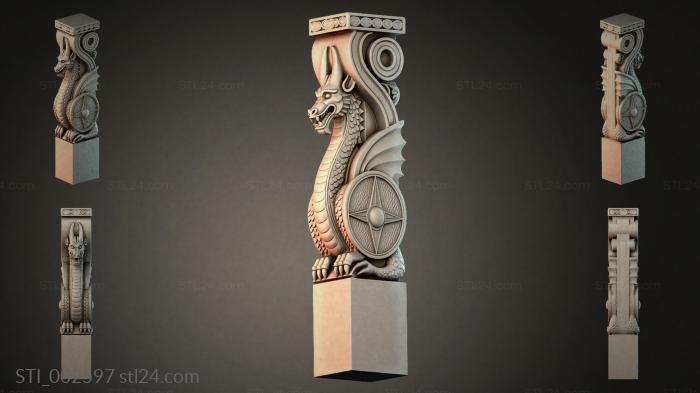 Column with a Dragon 3d STL model