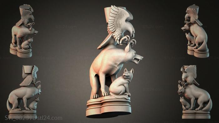 Sculpture of a dog with a bird and a cat 3d STL model