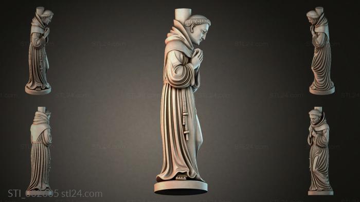 Statue of a monk with hands folded in prayer 3d STL model