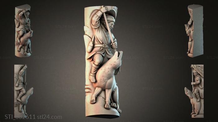 Warrior with a spear on a wolf 3d STL model