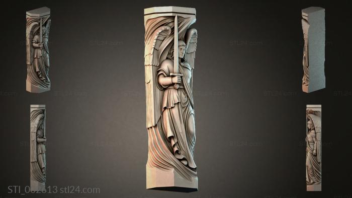Archangel with a sword on a column 3d STL model