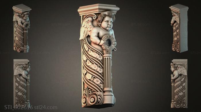 Column capital with an angel 3d STL model