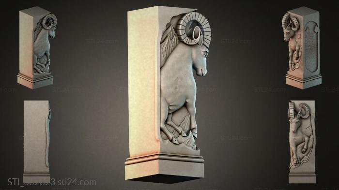 Bas-relief of a ram on a column 3d STL model