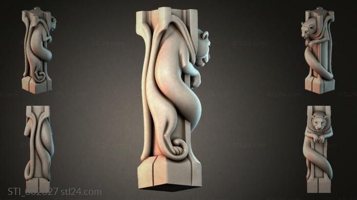 Stone stand with a bas-relief of a lion 3d STL model