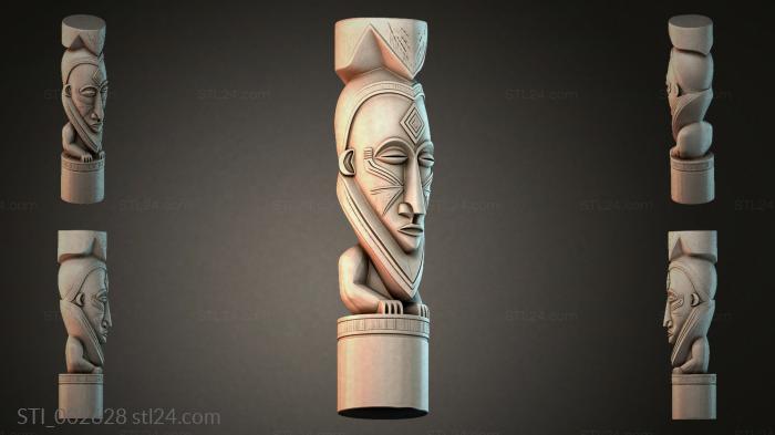 African Totem Pole with a Face 3d STL model