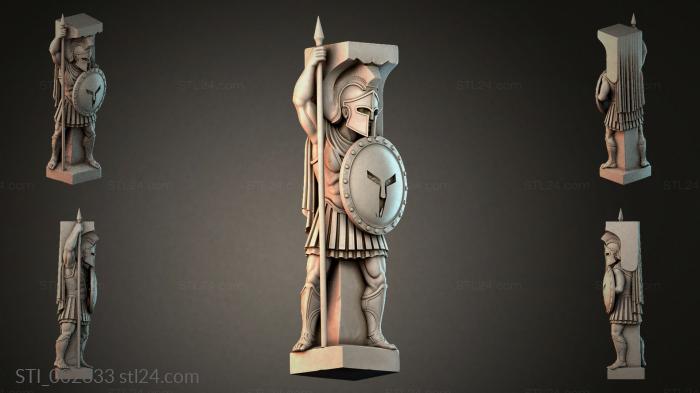Spartan warrior with shield and spear 3d STL model
