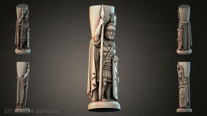 Sculpture of an ancient Greek warrior with a shield and spear 3d STL model