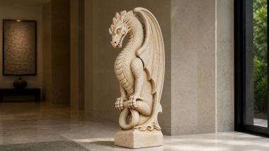 Different pillars Dragon with wings on a stand 3d model