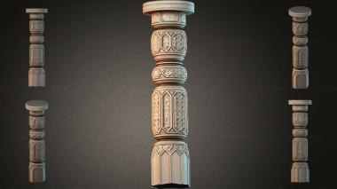 Different pillars (Carved pillar with geometric ornament, STI_003476) 3D models for cnc