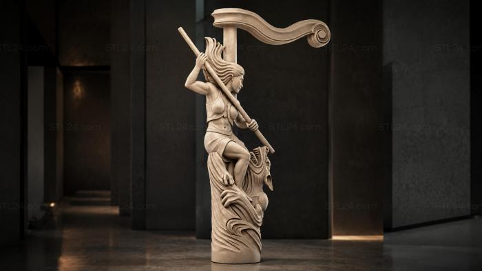 Bracket with a figure of a female warrior 3d STL model