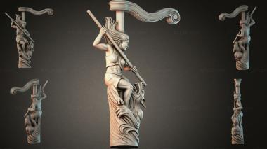 Different pillars (Bracket with a figure of a female warrior, STI_003477) 3D models for cnc