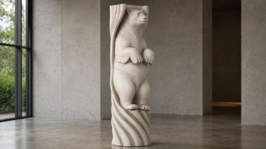 Different pillars Column with a bear and wavy ornament 3d model