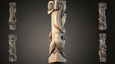 Different pillars (Vertical architectural ornament with birds and spiral scrolls, STI_003480) 3D models for cnc