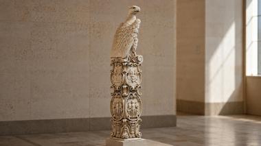 Different pillars Column with an eagle and baroque cartouches 3d model