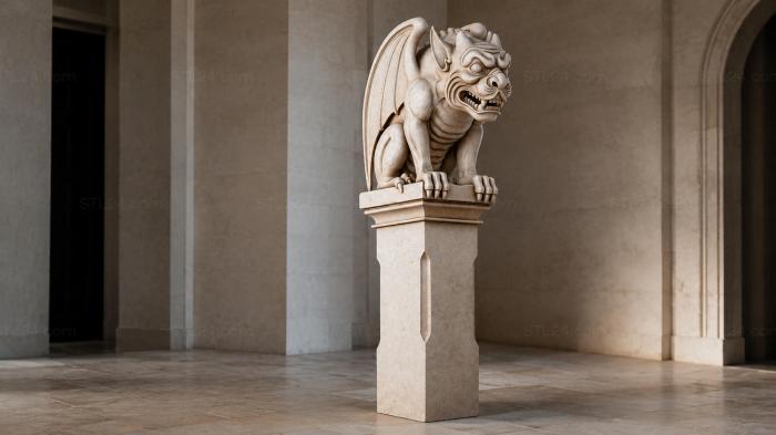 Gargoyle on a pedestal with wings 3d STL model