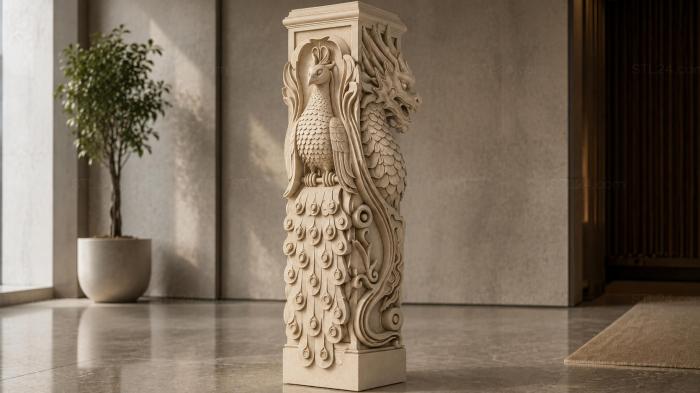 Bracket with a peacock head and openwork feathers 3d STL model